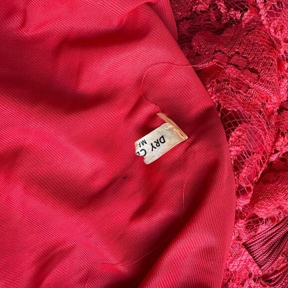 Vintage 80s Does 20s Fringe Lace Flapper Gatsby Costume Party Red Dress L/XL - Picture 8 of 8